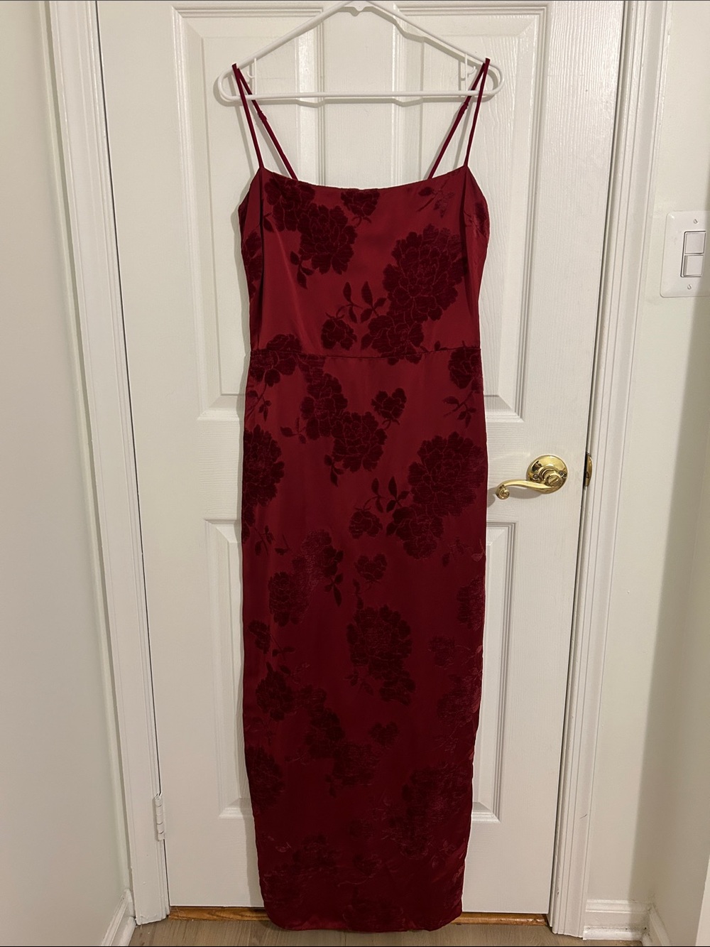 Reformation Frankie Scarlet Slip Maxi Dress Floral Velvet Burnout New Size 10 - Picture 4 of 15